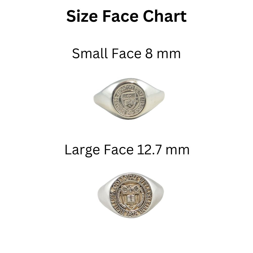 Silver Wellesley College Class Ring - Small Face